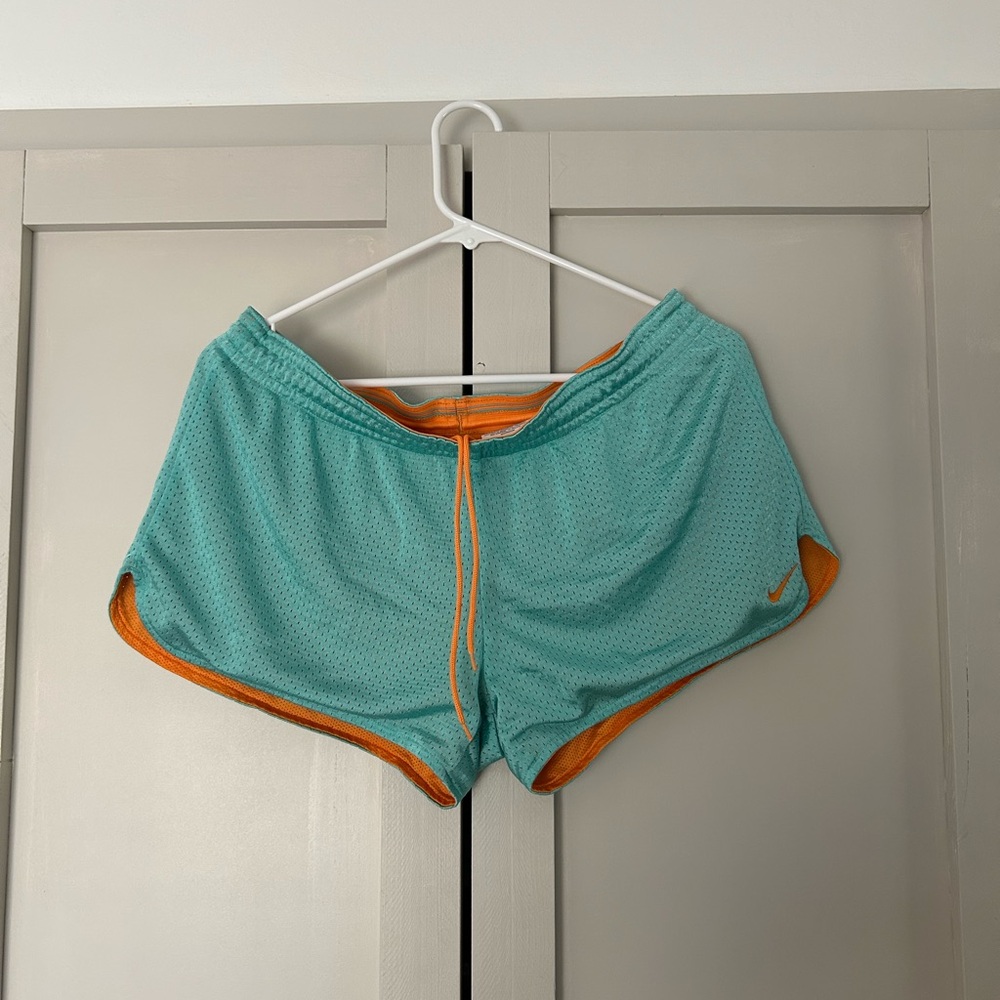 Nike Women's Aqua and Tangerine Athletic Shorts